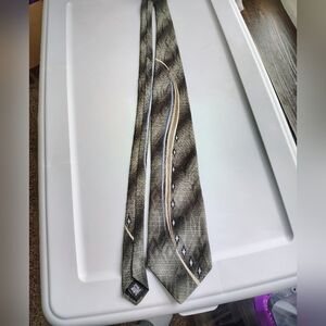 Puritan men's silk tie elegant design abstract beige black colors Made In Usa.